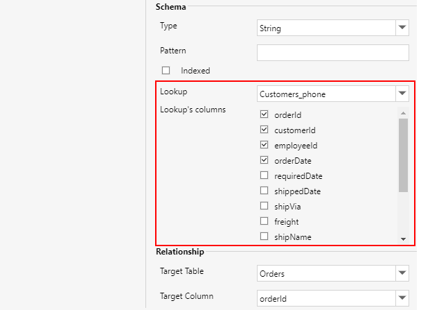 Lookup-dropdwon-columns