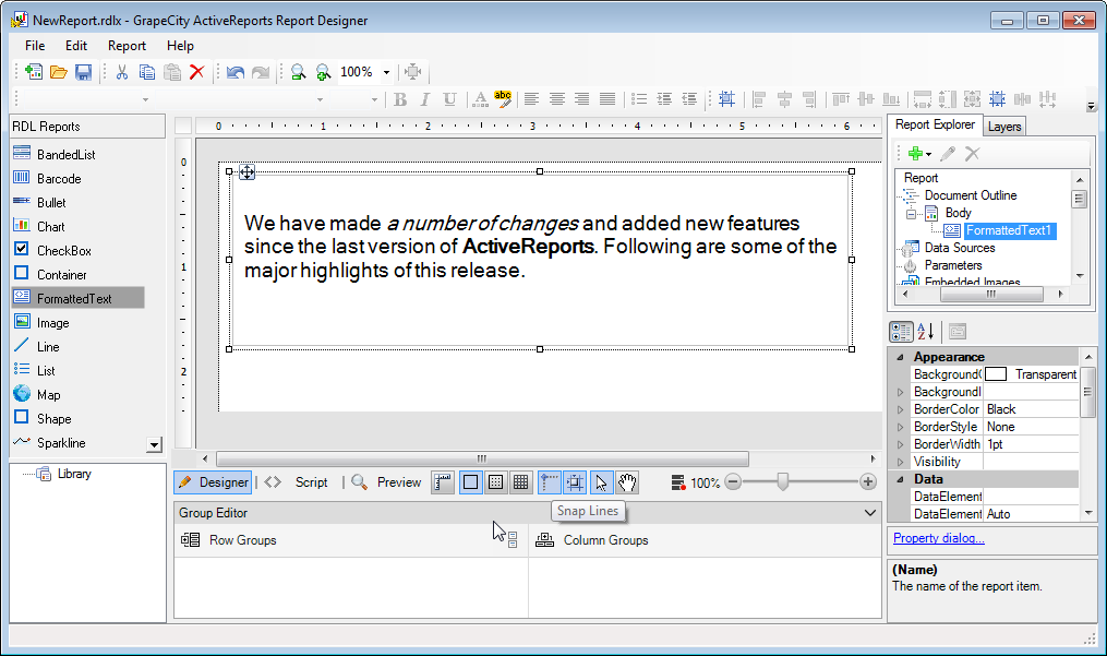 Formatted Text - ActiveReports for .NET（アクティブレポート）ヘルプ | Developer ...