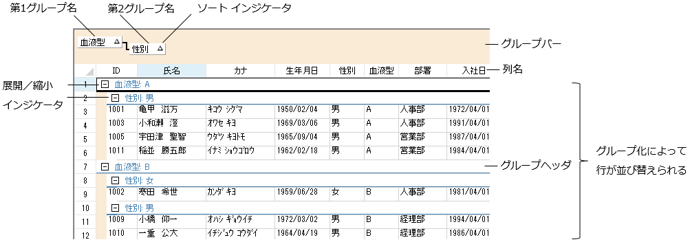 グループ化の概要 - SPREAD for Windows Forms 19.0J | Developer Tools〈開発支援ツール ...